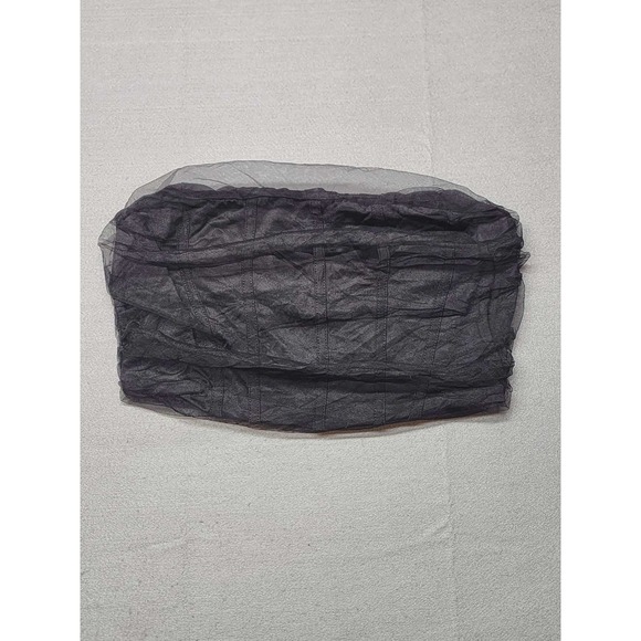 Unbranded Tops - Black Mesh Ruched Corset Tube Top Strapless Ring Zip Crop Top Womens Size M